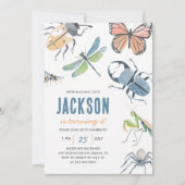 Verjaardagsfeestje uitnodiging jongen insecten (Voorkant)