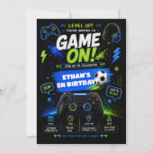 Verjaardagsfeestje Uitnodiging Level Up Game On (Voorkant)