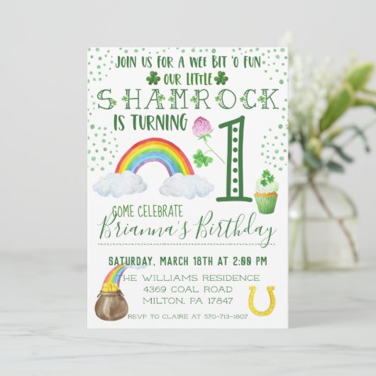 Verjaardagsfeestje uitnodiging St. Patrick's Day (Staand voorkant)