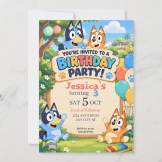 Verjaardagsfeestje uitnodiging voor Cartoon Puppy