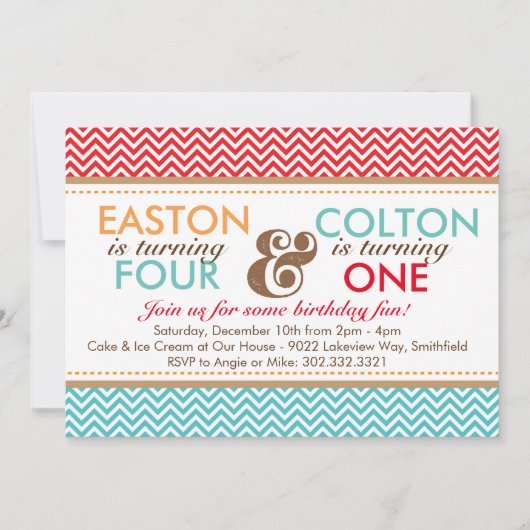 Verjaardagsfeestje Uitnodiging voor Chevron (Jonge (Voorkant)