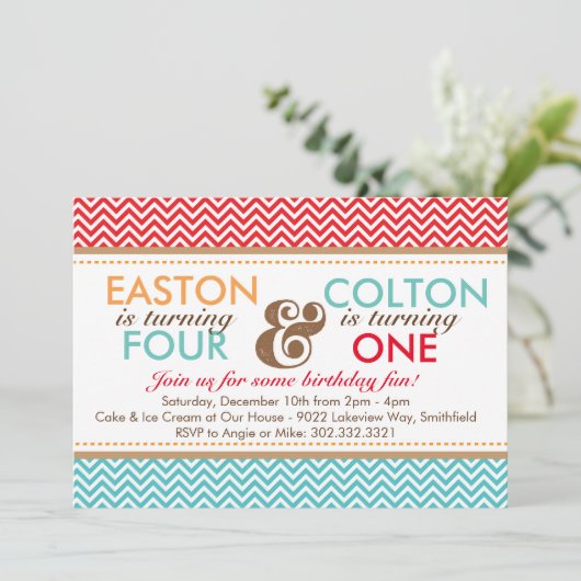 Verjaardagsfeestje Uitnodiging voor Chevron (Jonge (Staand voorkant)