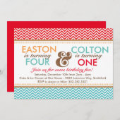 Verjaardagsfeestje Uitnodiging voor Chevron (Jonge (Voorkant / Achterkant)