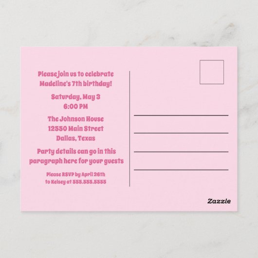 Verjaardagsfeestje uitnodiging voor een gezellig r (Achterkant)