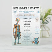 Verjaardagsfeestje uitnodiging voor Halloween (Staand voorkant)