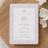 Verjaardagsfeestje uitnodiging voor Roze Gingham m