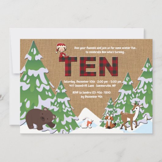 Verjaardagsfeestje uitnodiging Winter Ten (Voorkant)