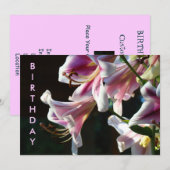 Verjaardagsfeestje! uitnodigingen Roze Lelie Bloem (Voorkant / Achterkant)