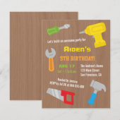 Verjaardagsfeestje uitnodigingen voor jongens Tool (Voorkant / Achterkant)