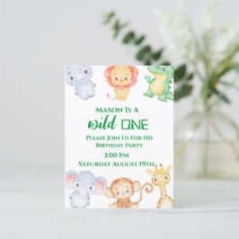 Verjaardagsfeestje uitnodigingskaart Jungle Dieren Briefkaart