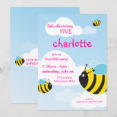 VERJAARDAGSFEESTJE UITNODIGT :: bijen in de lucht Kaart (Voorkant / Achterkant)