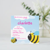 VERJAARDAGSFEESTJE UITNODIGT :: bijen in de lucht Kaart (Staand voorkant)