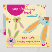 VERJAARDAGSFEESTJE UITNODIGT :: Bunny's peeking 1L Kaart (Voorkant / Achterkant)