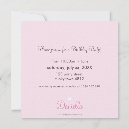 VERJAARDAGSFEESTJE UITNODIGT :: cupcake 6SQ Kaart (Achterkant)