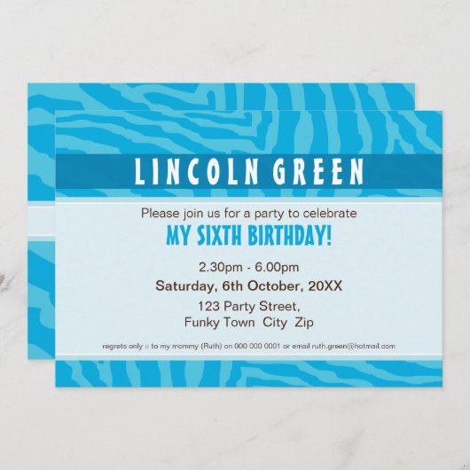 VERJAARDAGSFEESTJE UITNODIGT:: dierenprint 1L Kaart (Voorkant / Achterkant)