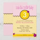 VERJAARDAGSFEESTJE UITNODIGT :: ladybird 1P Kaart (Voorkant / Achterkant)