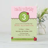 VERJAARDAGSFEESTJE UITNODIGT :: ladybird 4P Kaart (Staand voorkant)