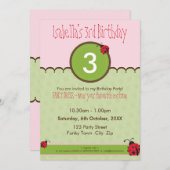 VERJAARDAGSFEESTJE UITNODIGT :: ladybird 4P Kaart (Voorkant / Achterkant)