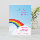 VERJAARDAGSFEESTJE UITNODIGT :: leuke regenboog 1P Kaart (Staand voorkant)