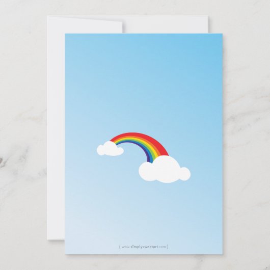 VERJAARDAGSFEESTJE UITNODIGT :: leuke regenboog 1P Kaart (Achterkant)