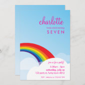 VERJAARDAGSFEESTJE UITNODIGT :: leuke regenboog 1P Kaart (Voorkant / Achterkant)