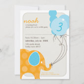 VERJAARDAGSFEESTJE UITNODIGT:: olifant + ballonnen Kaart (Voorkant)