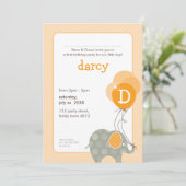 VERJAARDAGSFEESTJE UITNODIGT:: olifant + ballonnen Kaart (Staand voorkant)