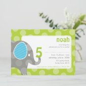 VERJAARDAGSFEESTJE UITNODIGT :: olifant + nummer 1 Kaart (Staand voorkant)