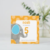 VERJAARDAGSFEESTJE UITNODIGT :: olifant + nummer 1 Kaart (Staand voorkant)