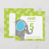 VERJAARDAGSFEESTJE UITNODIGT :: olifant + nummer 1 Kaart (Voorkant / Achterkant)