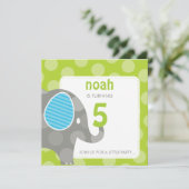 VERJAARDAGSFEESTJE UITNODIGT :: olifant + nummer 1 Kaart (Staand voorkant)