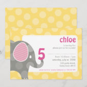 VERJAARDAGSFEESTJE UITNODIGT :: olifant + nummer 3 Kaart (Voorkant / Achterkant)