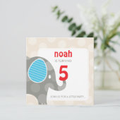 VERJAARDAGSFEESTJE UITNODIGT :: olifant + nummer 4 Kaart (Staand voorkant)