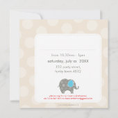 VERJAARDAGSFEESTJE UITNODIGT :: olifant + nummer 4 Kaart (Achterkant)