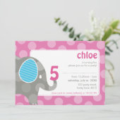 VERJAARDAGSFEESTJE UITNODIGT :: olifant + nummer 5 Kaart (Staand voorkant)