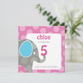 VERJAARDAGSFEESTJE UITNODIGT :: olifant + nummer 5 Kaart (Staand voorkant)