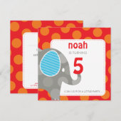 VERJAARDAGSFEESTJE UITNODIGT :: olifant + nummer 6 Kaart (Voorkant / Achterkant)