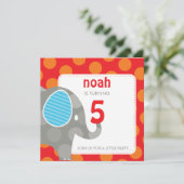 VERJAARDAGSFEESTJE UITNODIGT :: olifant + nummer 6 Kaart (Staand voorkant)