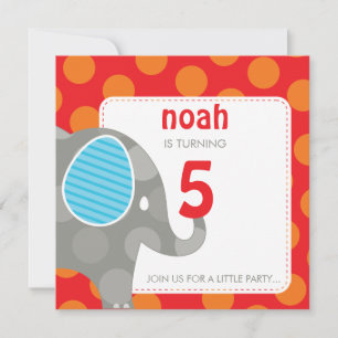 VERJAARDAGSFEESTJE UITNODIGT :: olifant + nummer 6 Kaart