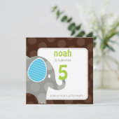 VERJAARDAGSFEESTJE UITNODIGT :: olifant + nummer 7 Kaart (Staand voorkant)