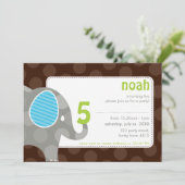 VERJAARDAGSFEESTJE UITNODIGT :: olifant + nummer 7 Kaart (Staand voorkant)