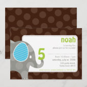 VERJAARDAGSFEESTJE UITNODIGT :: olifant + nummer 7 Kaart (Voorkant / Achterkant)