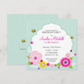 VERJAARDAGSFEESTJE UITNODIGT :: tuinbloemen 2 Kaart (Voorkant / Achterkant)