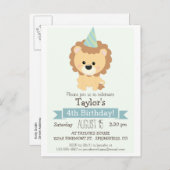 Verjaardagsfeestje van baby Lion Kind Uitnodiging Briefkaart (Voorkant / Achterkant)