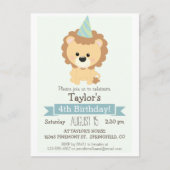 Verjaardagsfeestje van baby Lion Kind Uitnodiging Briefkaart (Voorkant)