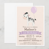 Verjaardagsfeestje van Baby Zebra Girl Kaart (Voorkant / Achterkant)