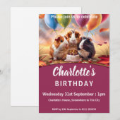 Verjaardagsfeestje van cavia's kaart (Voorkant / Achterkant)