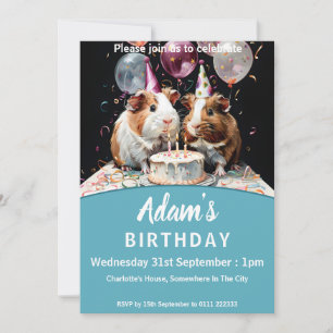 Verjaardagsfeestje van cavia's kaart