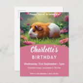 Verjaardagsfeestje van cavia's uitnodiging briefkaart (Voorkant / Achterkant)