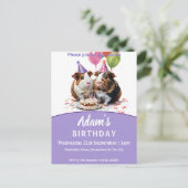 Verjaardagsfeestje van cavia's uitnodiging briefkaart (Staand voorkant)